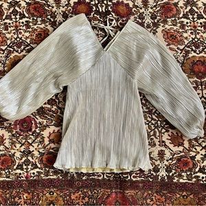 Nasty Gal Metallic Pleated Balloon Sleeve Mini Dress, 4